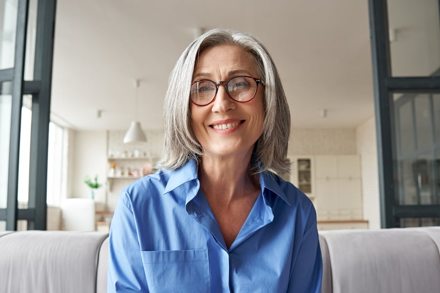 Smiling Older Woman Looking at Camera